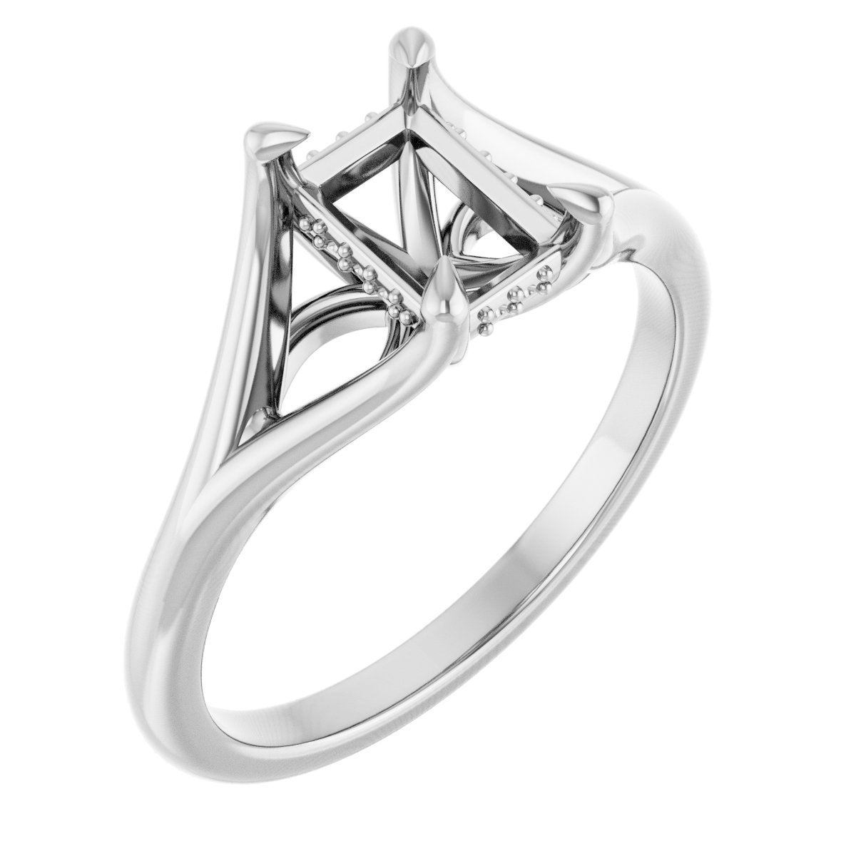 Claw-Prong Hidden Halo-Style Engagement Ring