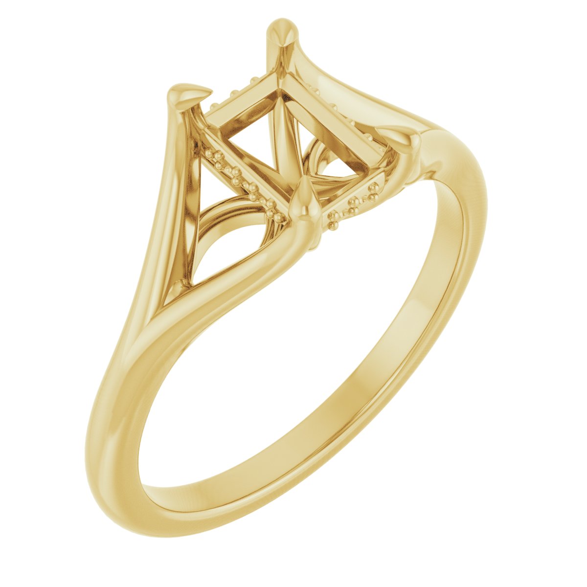 Claw-Prong Hidden Halo-Style Engagement Ring