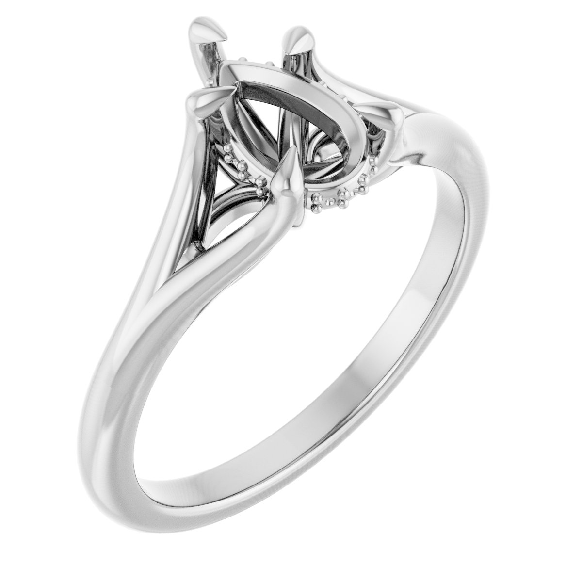 Claw-Prong Hidden Halo-Style Engagement Ring
