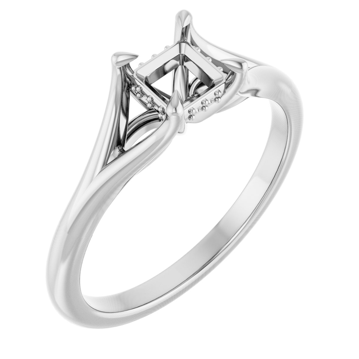 Claw-Prong Hidden Halo-Style Engagement Ring