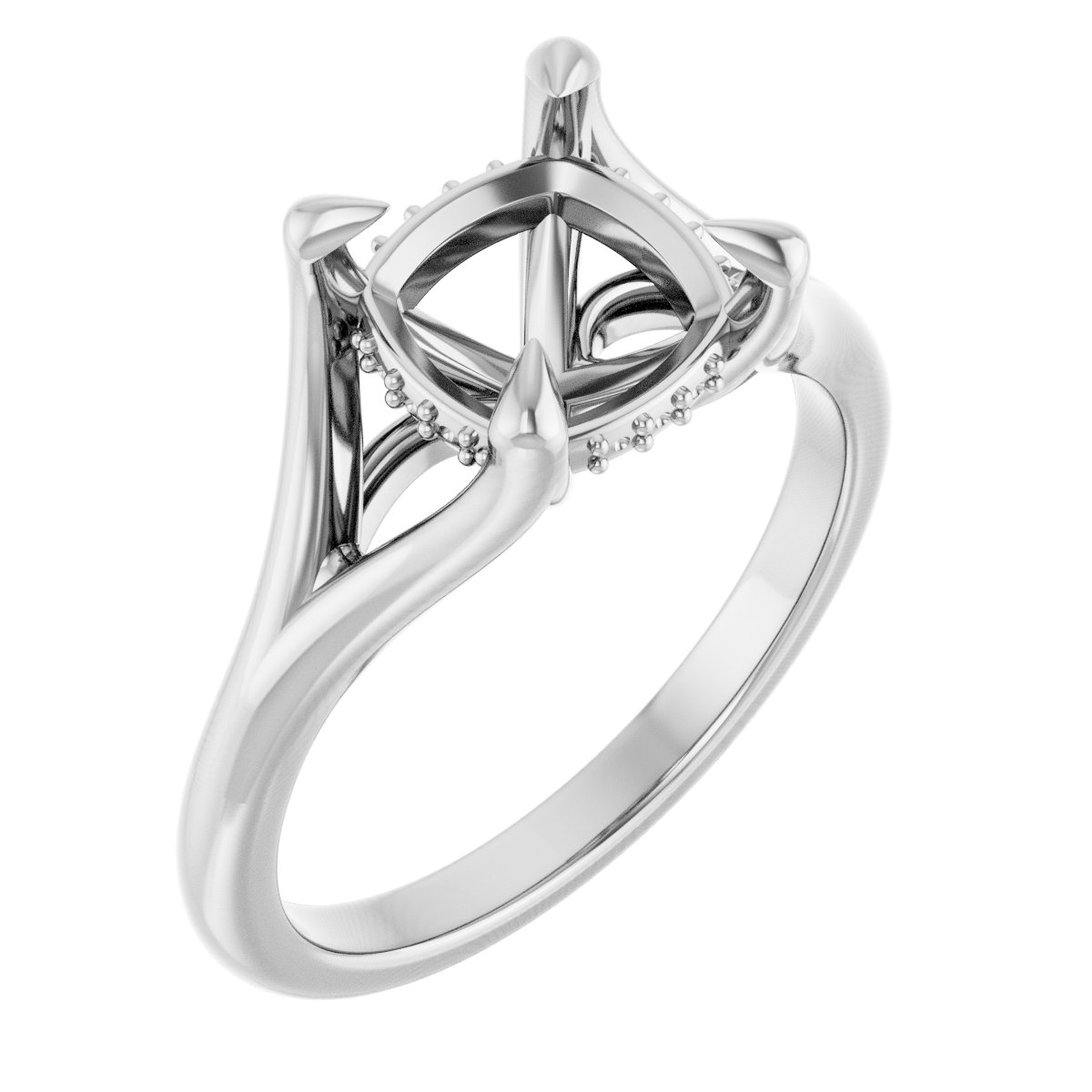 Claw-Prong Hidden Halo-Style Engagement Ring