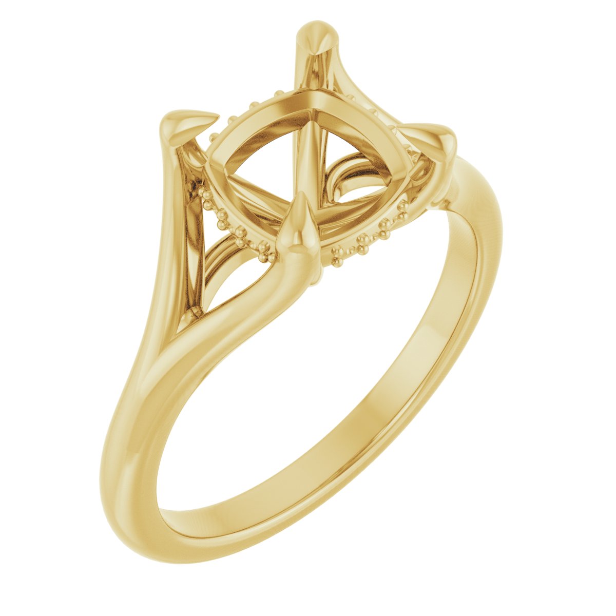 Claw-Prong Hidden Halo-Style Engagement Ring
