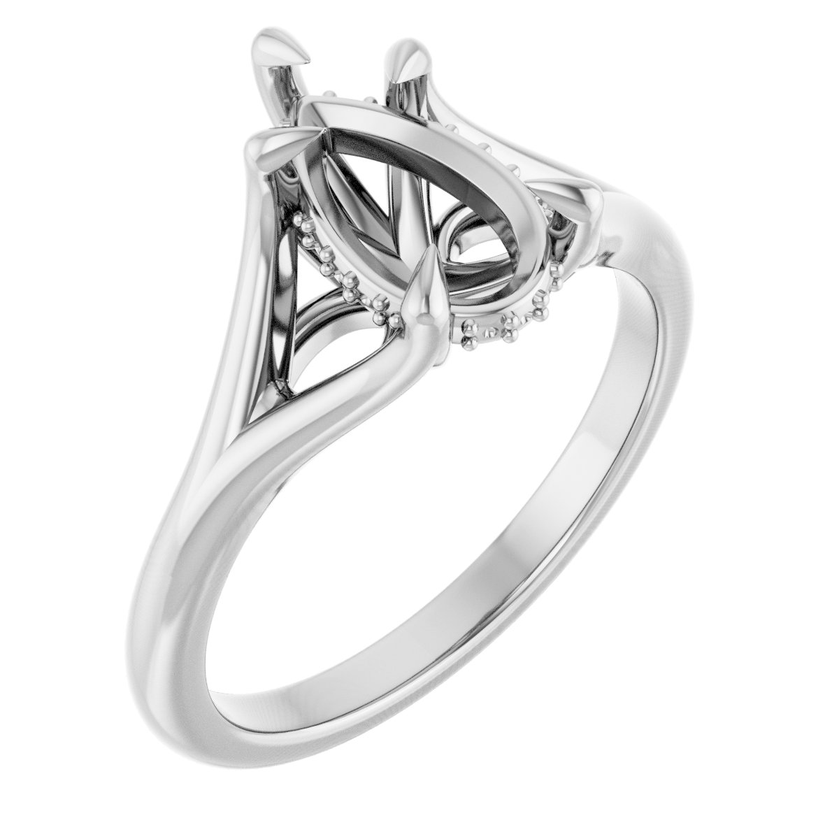 Claw-Prong Hidden Halo-Style Engagement Ring