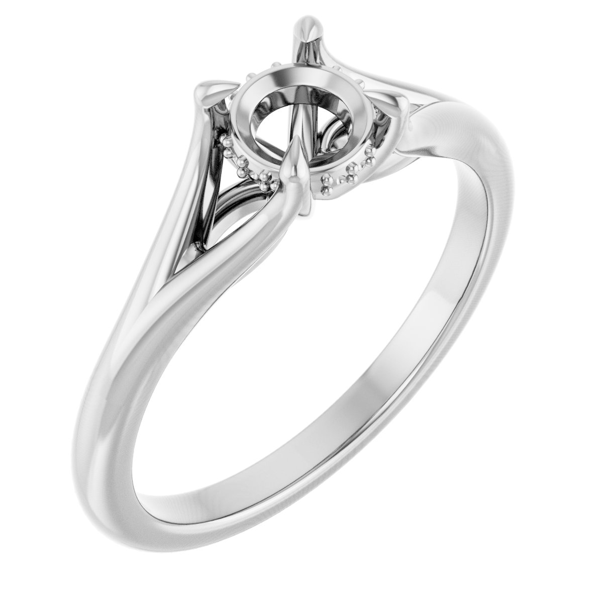 Claw-Prong Hidden Halo-Style Engagement Ring