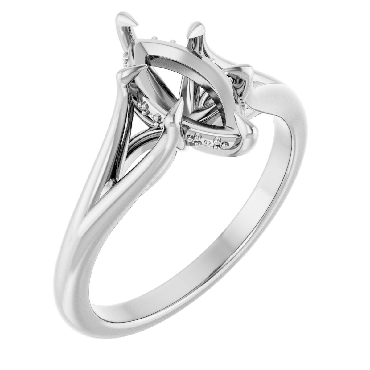Claw-Prong Hidden Halo-Style Engagement Ring