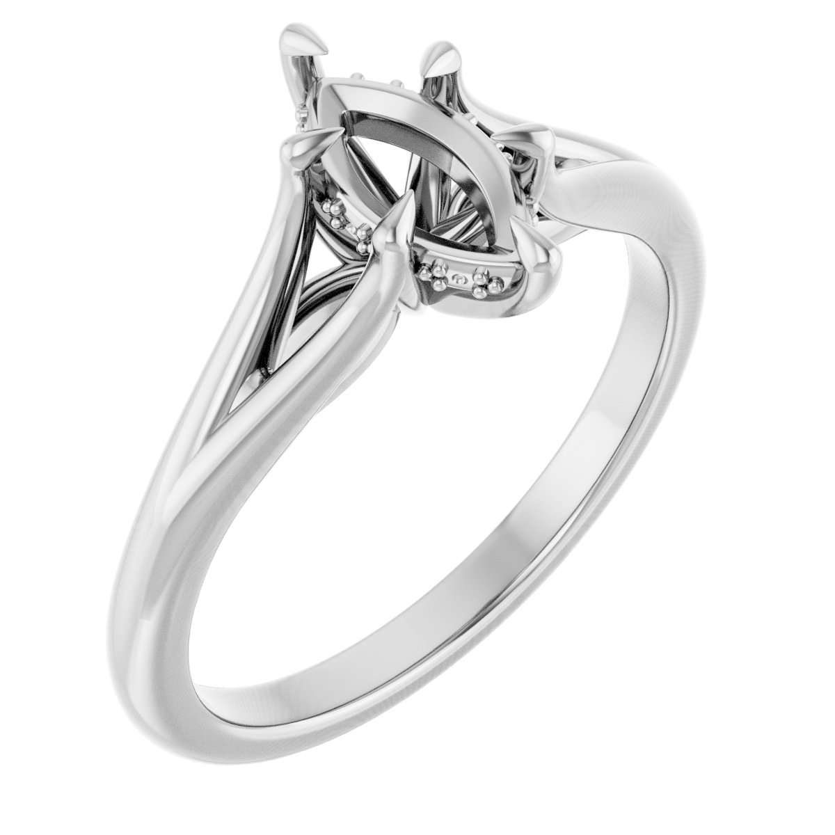 Claw-Prong Hidden Halo-Style Engagement Ring