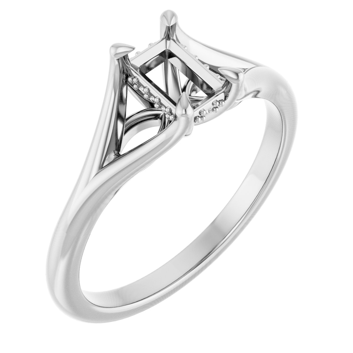 Claw-Prong Hidden Halo-Style Engagement Ring