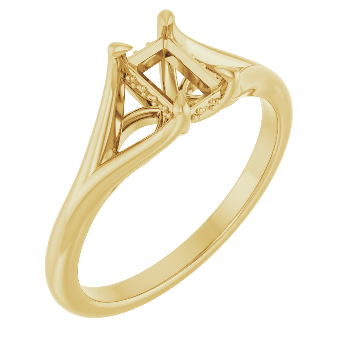 Claw-Prong Hidden Halo-Style Engagement Ring
