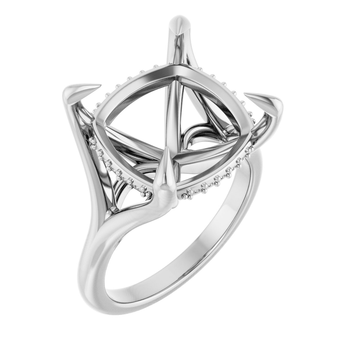 Claw-Prong Hidden Halo-Style Engagement Ring