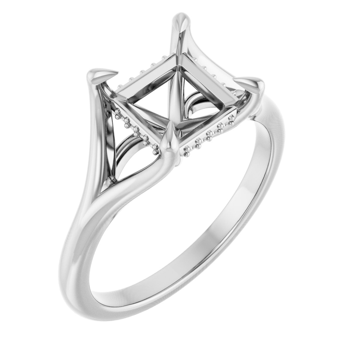 Claw-Prong Hidden Halo-Style Engagement Ring