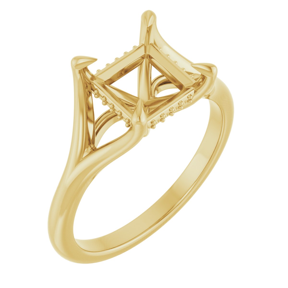 Claw-Prong Hidden Halo-Style Engagement Ring