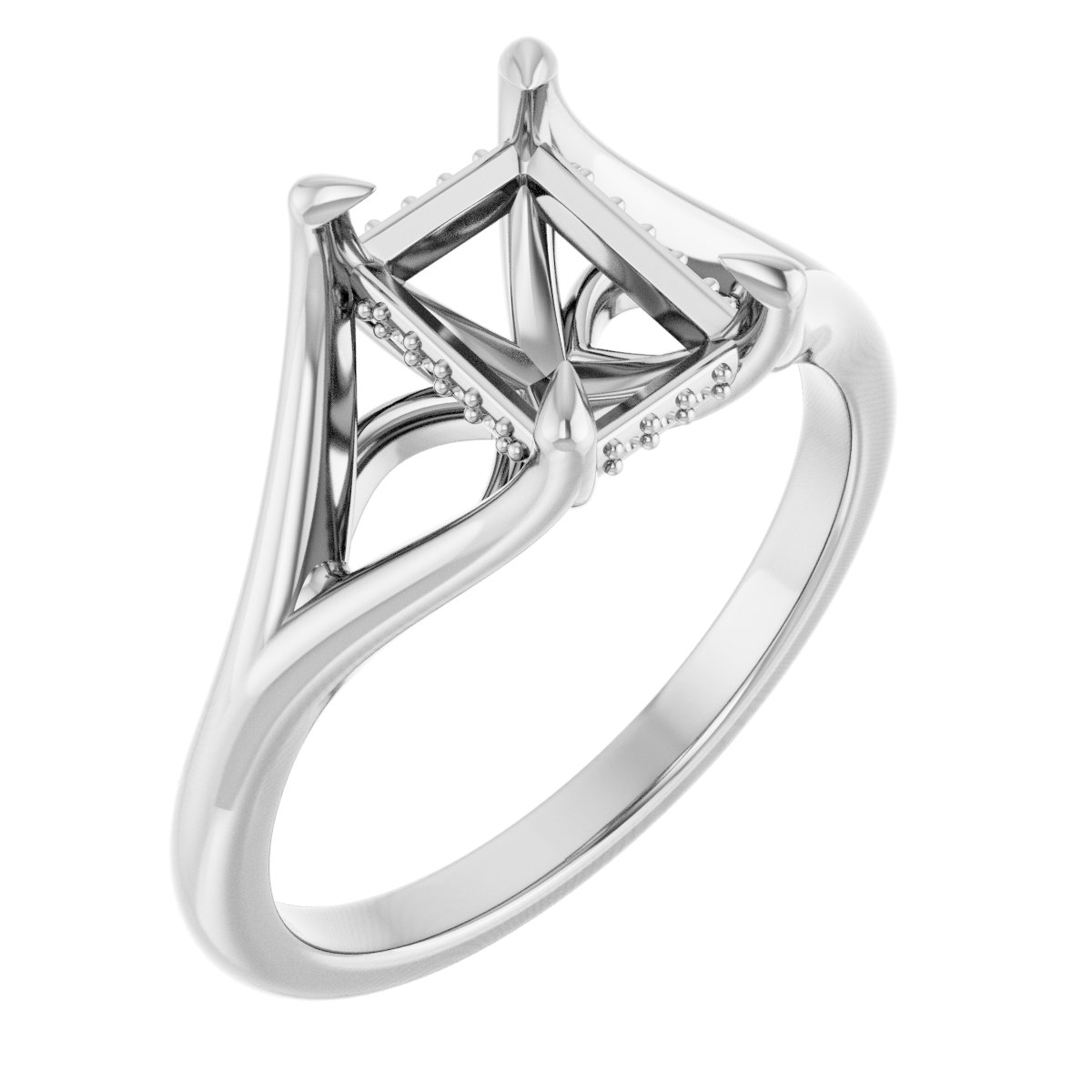 Claw-Prong Hidden Halo-Style Engagement Ring