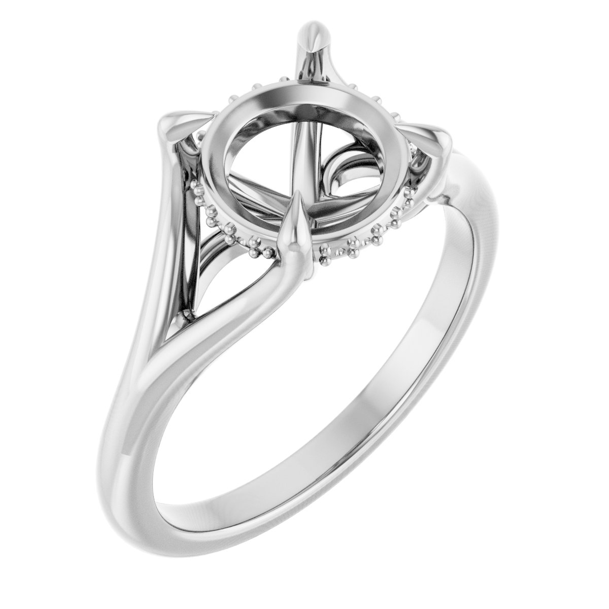 Claw-Prong Hidden Halo-Style Engagement Ring