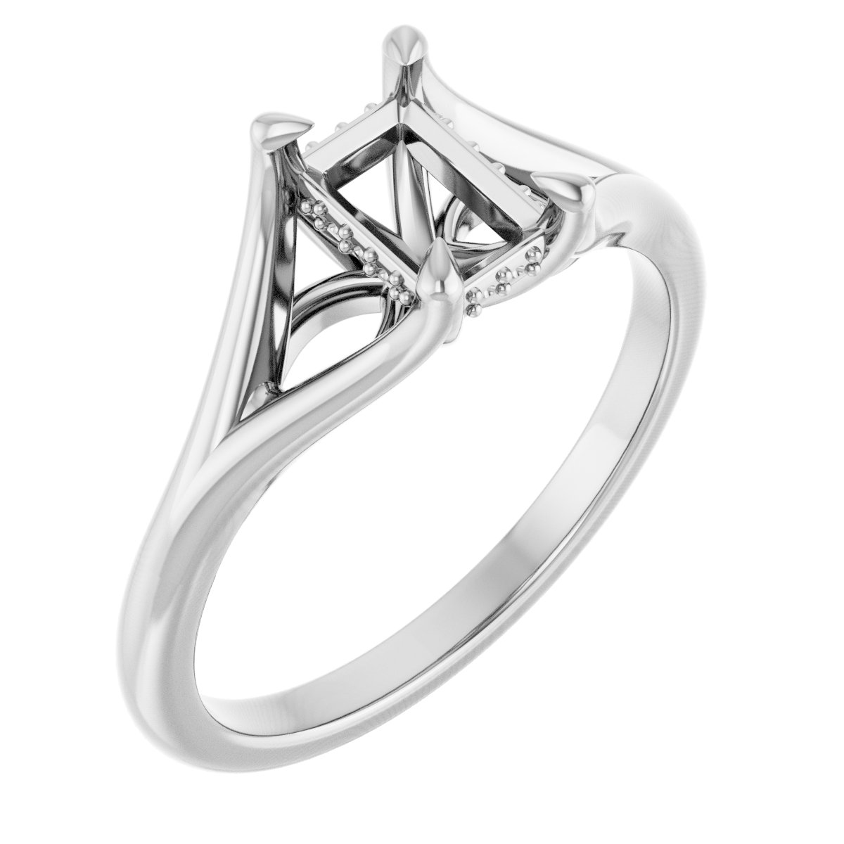 Claw-Prong Hidden Halo-Style Engagement Ring