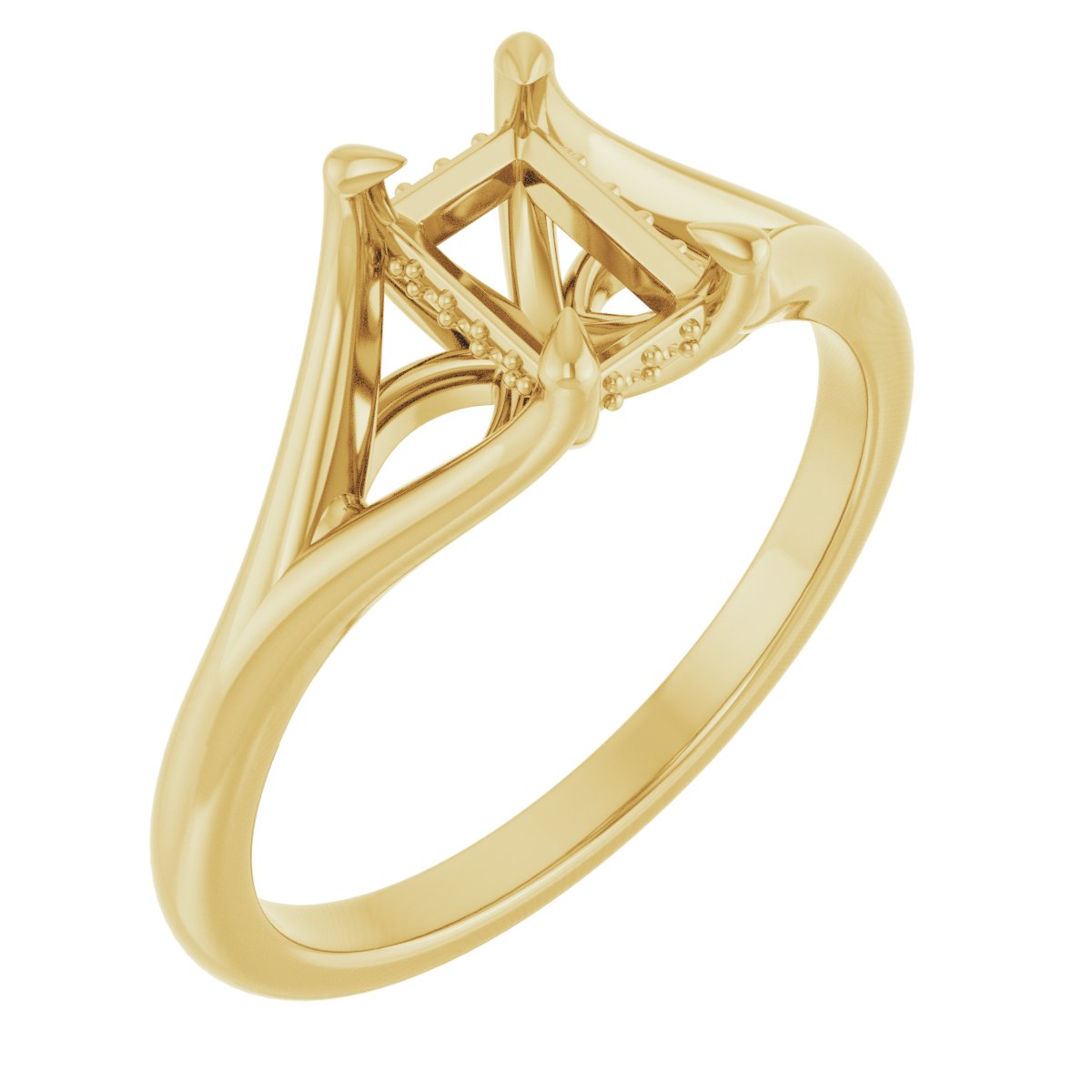 Claw-Prong Hidden Halo-Style Engagement Ring