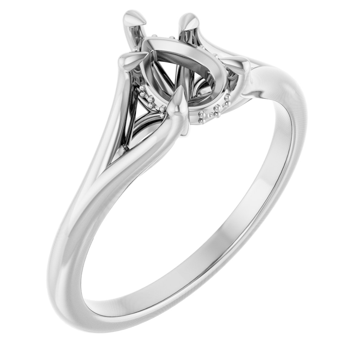 Claw-Prong Hidden Halo-Style Engagement Ring