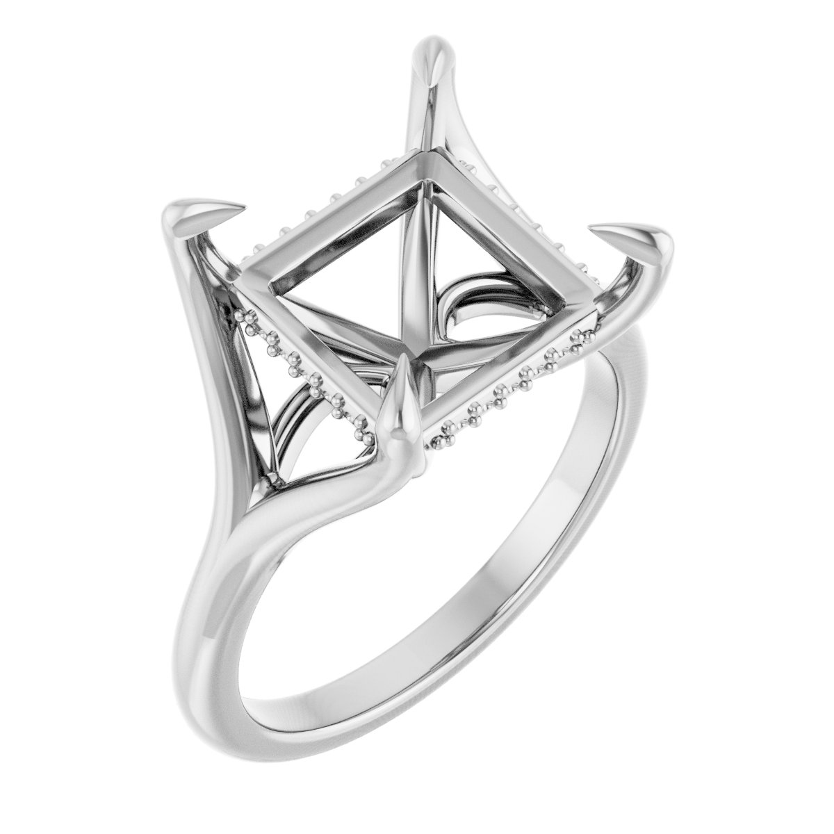 Claw-Prong Hidden Halo-Style Engagement Ring