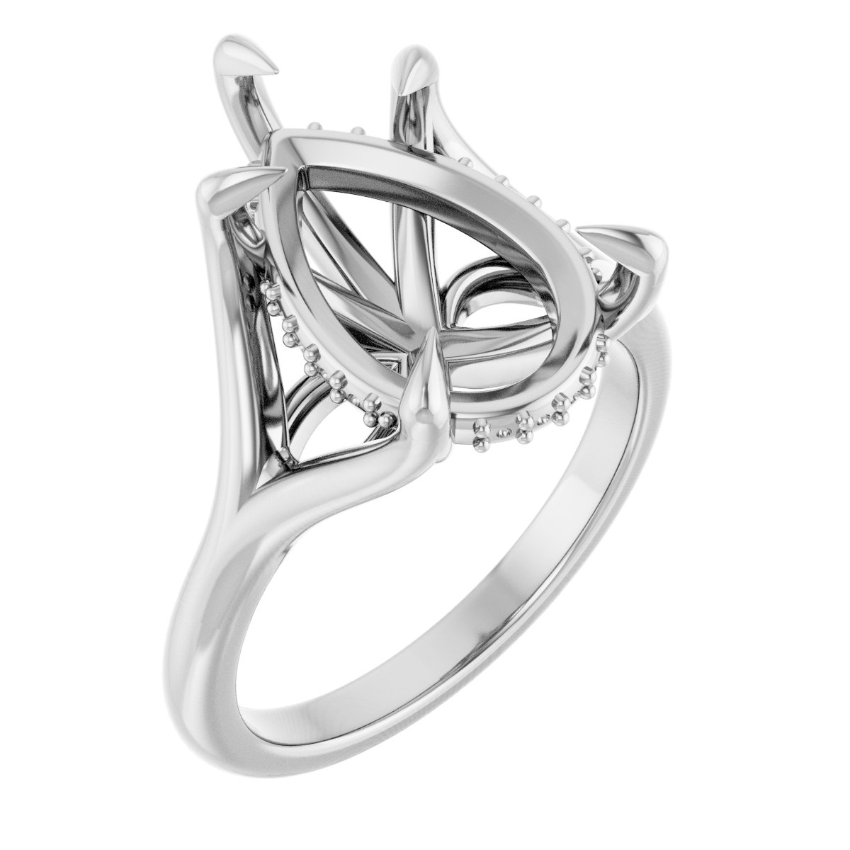 Claw-Prong Hidden Halo-Style Engagement Ring
