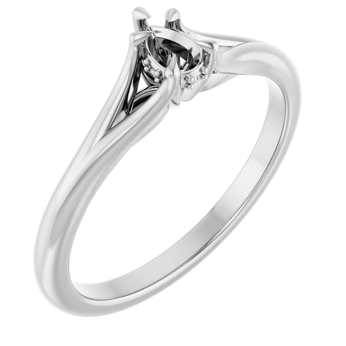 Claw-Prong Hidden Halo-Style Engagement Ring