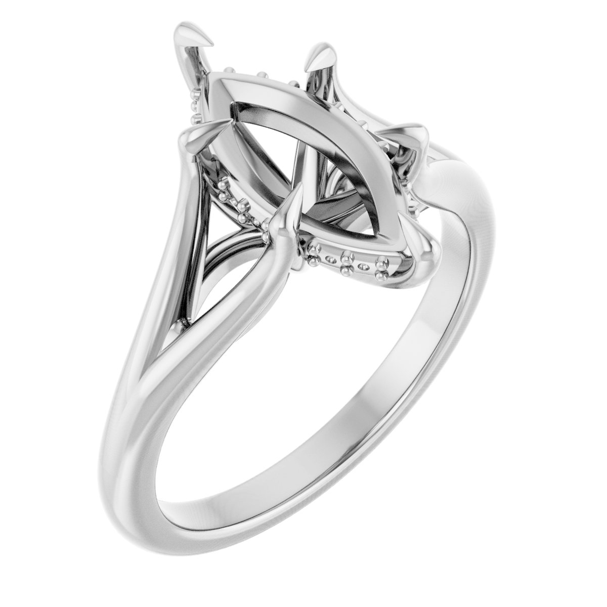 Claw-Prong Hidden Halo-Style Engagement Ring