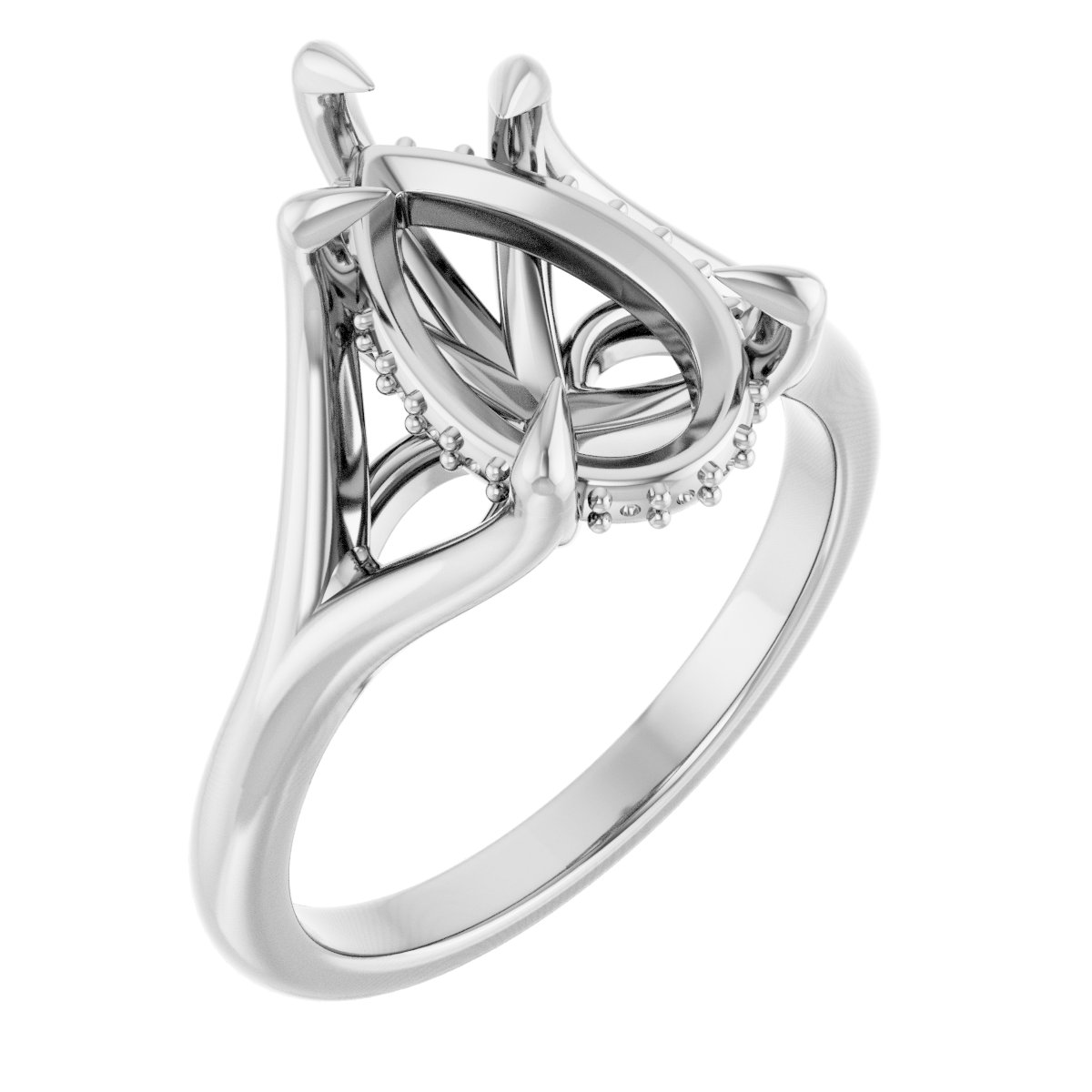 Claw-Prong Hidden Halo-Style Engagement Ring