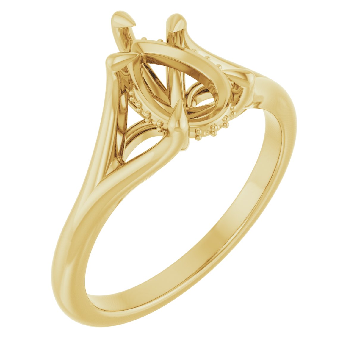 Claw-Prong Hidden Halo-Style Engagement Ring