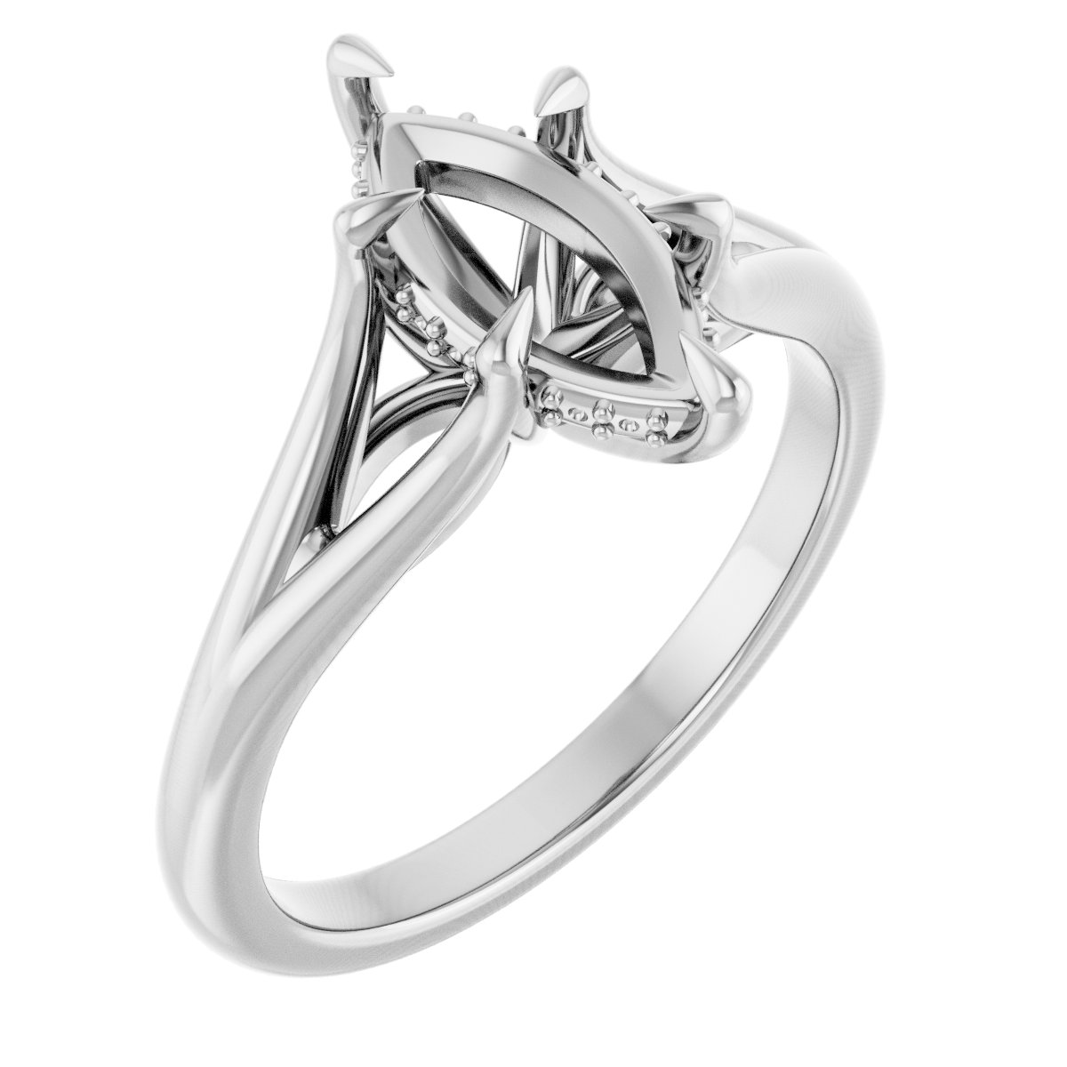Claw-Prong Hidden Halo-Style Engagement Ring