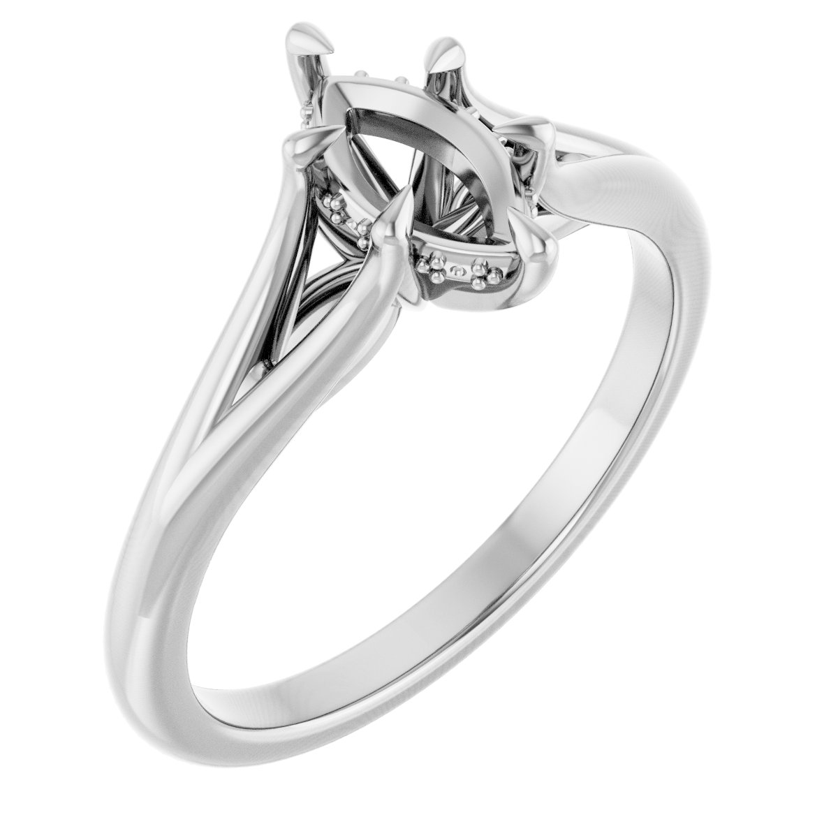 Claw-Prong Hidden Halo-Style Engagement Ring