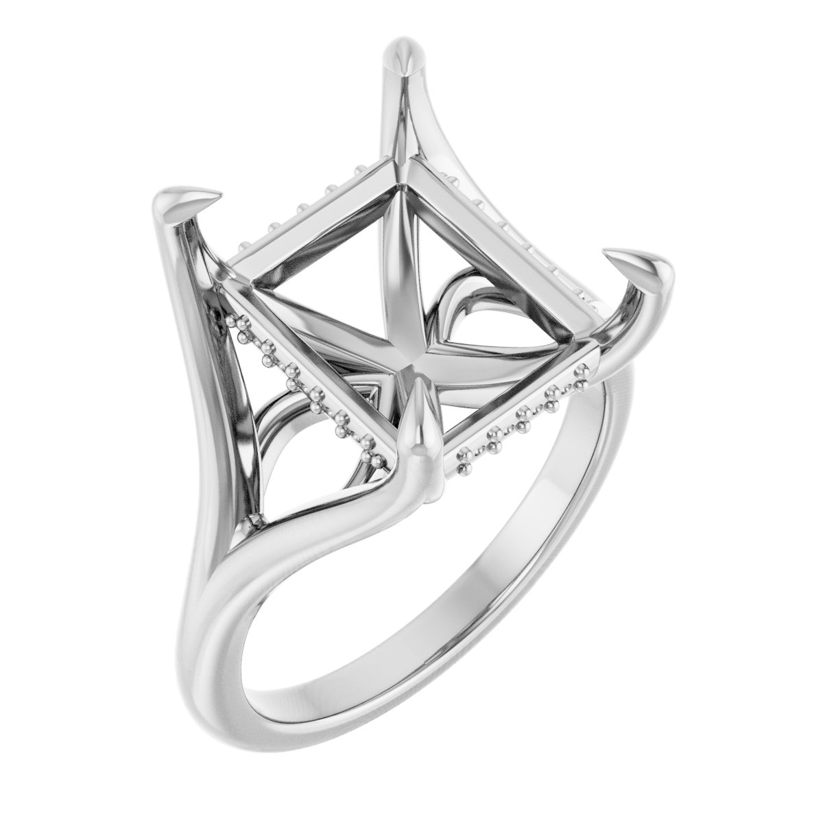 Claw-Prong Hidden Halo-Style Engagement Ring