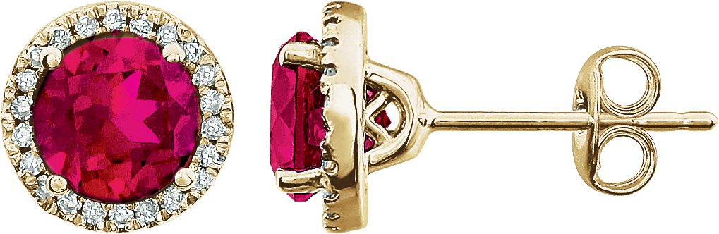 Round 4-Prong Halo-Style Birthstone Earrings