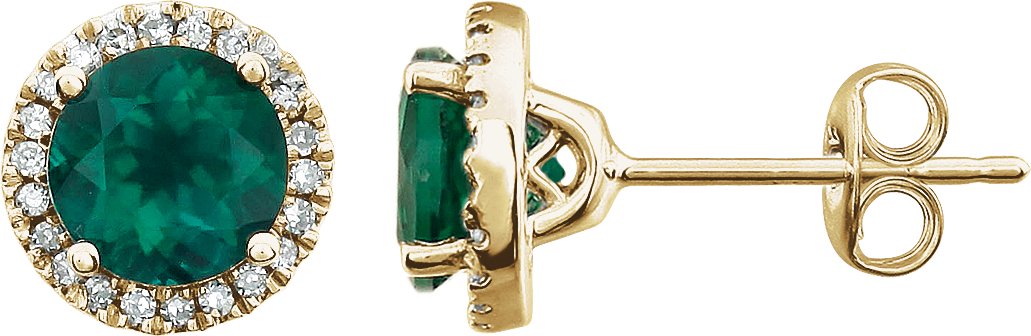 Round 4-Prong Halo-Style Birthstone Earrings