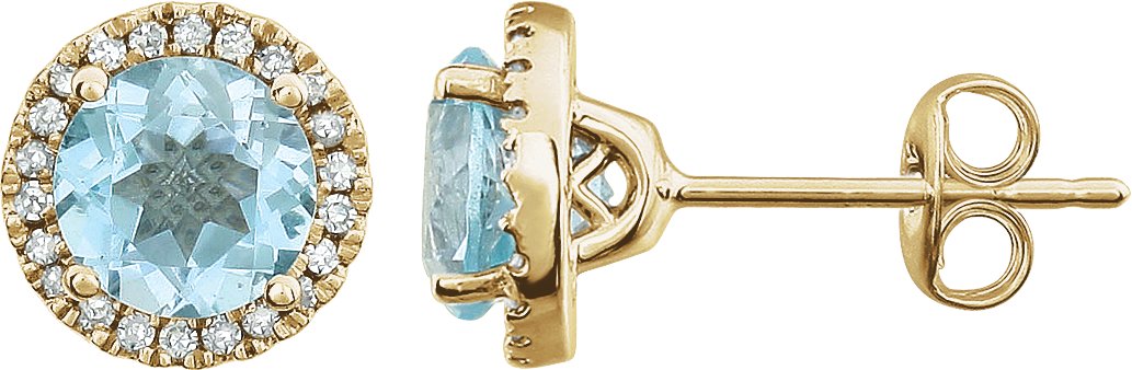 Round 4-Prong Halo-Style Birthstone Earrings