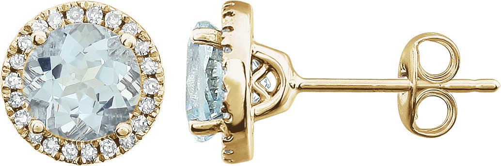 Round 4-Prong Halo-Style Birthstone Earrings