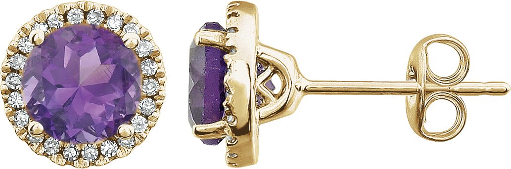 Round 4-Prong Halo-Style Birthstone Earrings