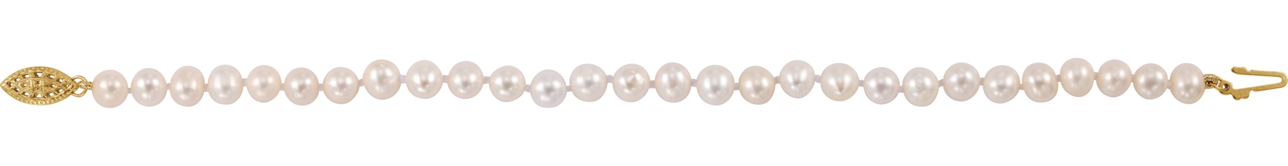 14K Yellow Gold-Filled Cultured White Freshwater Pearl 7 1/2 Bracelet