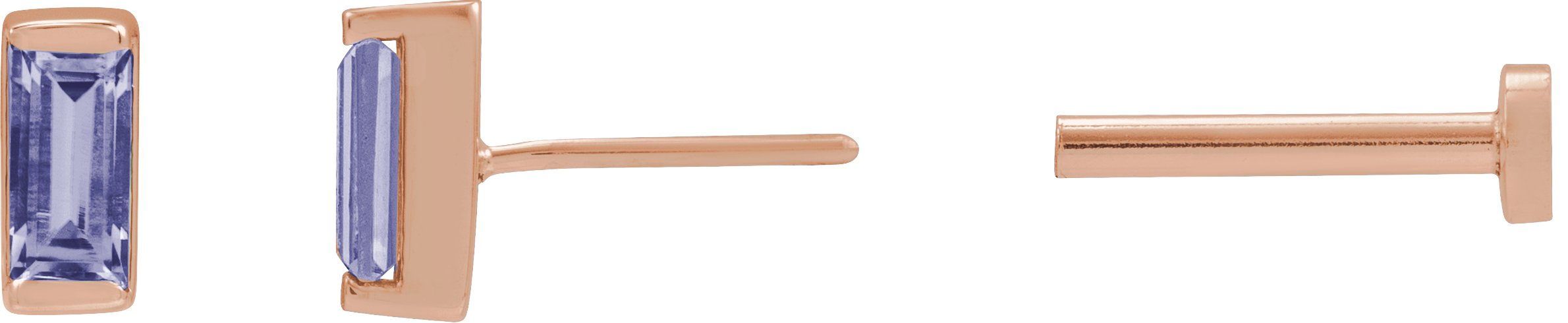 Straight Baguette Channel-Set Stud Earrings