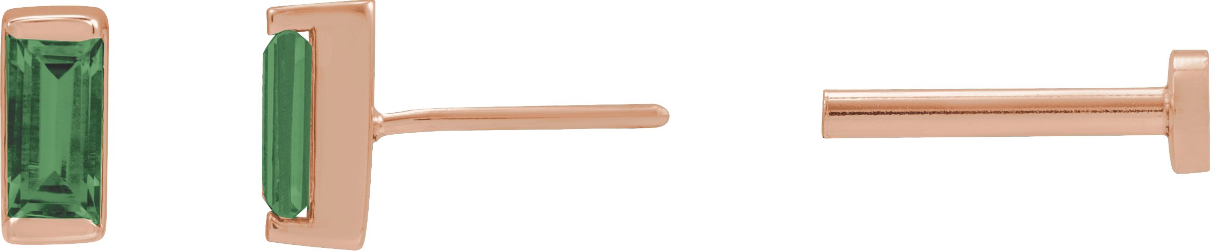 Straight Baguette Channel-Set Stud Earrings