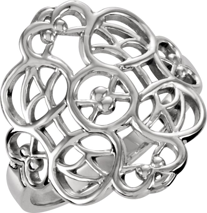 14K White Filigree Ring