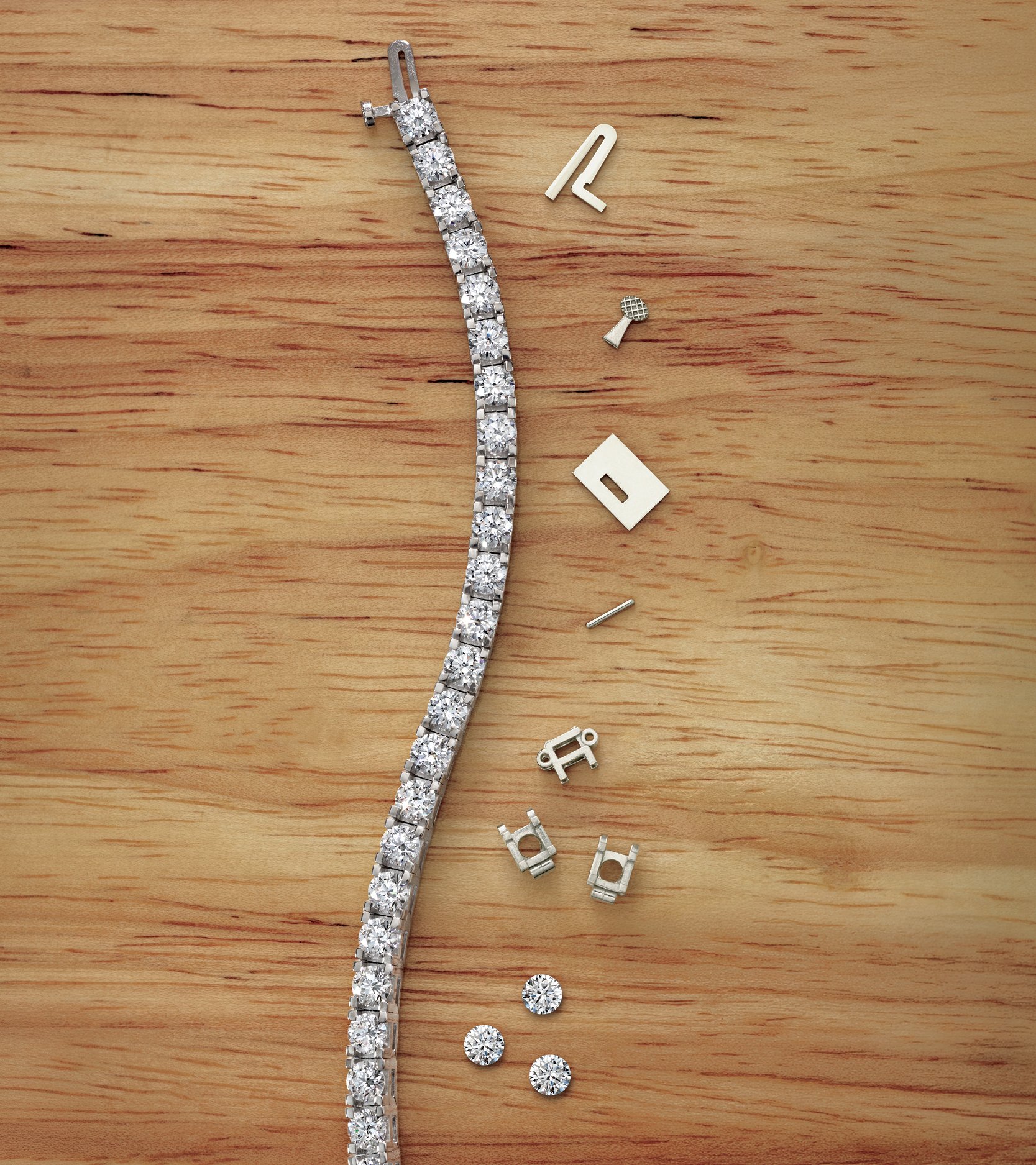 Line bracelet stone setting