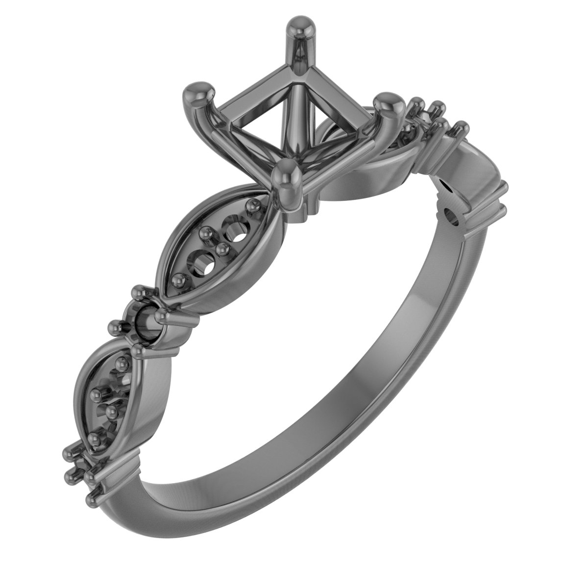5x5 mm Square Engagement Ring Mounting