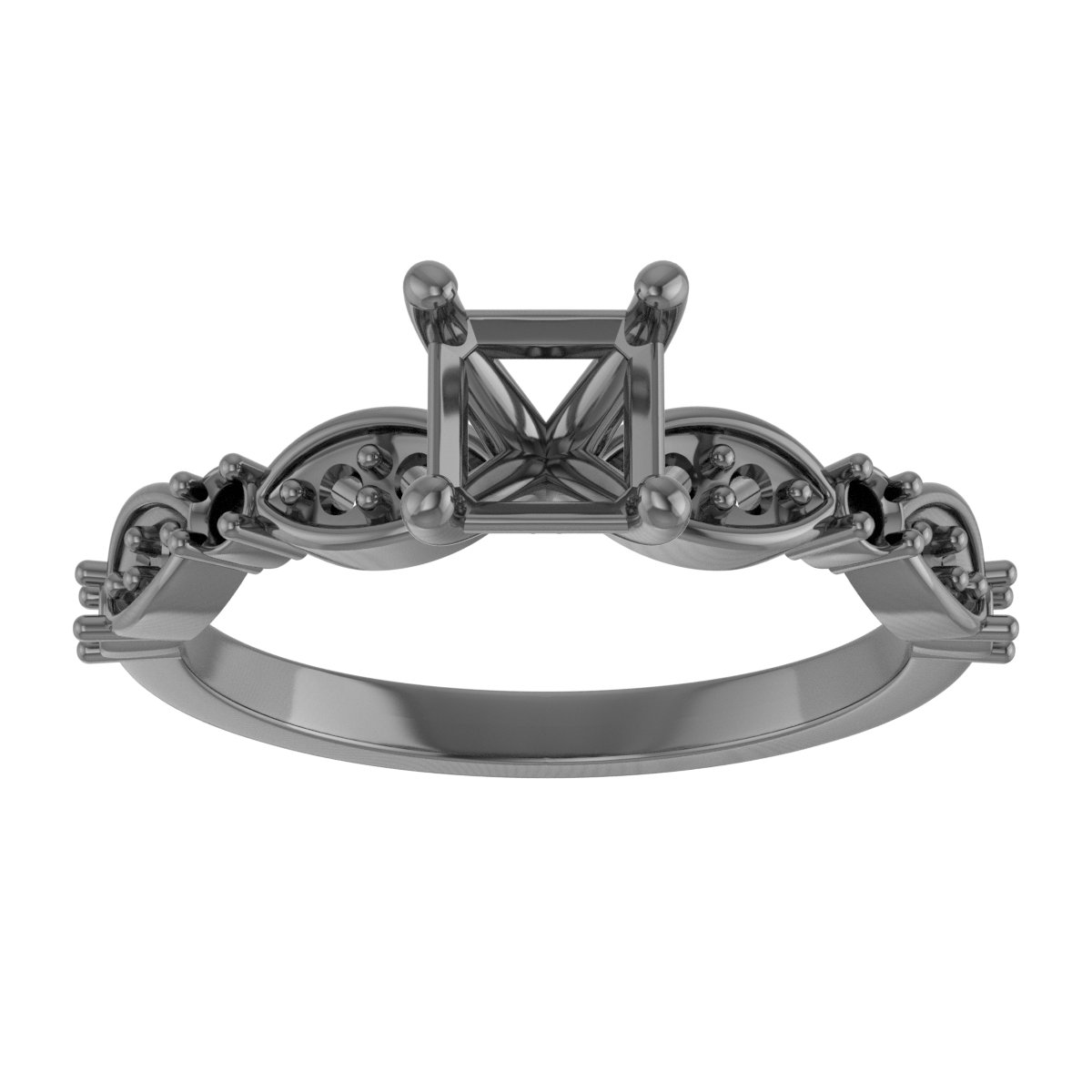 5x5 mm Square Engagement Ring Mounting view 3