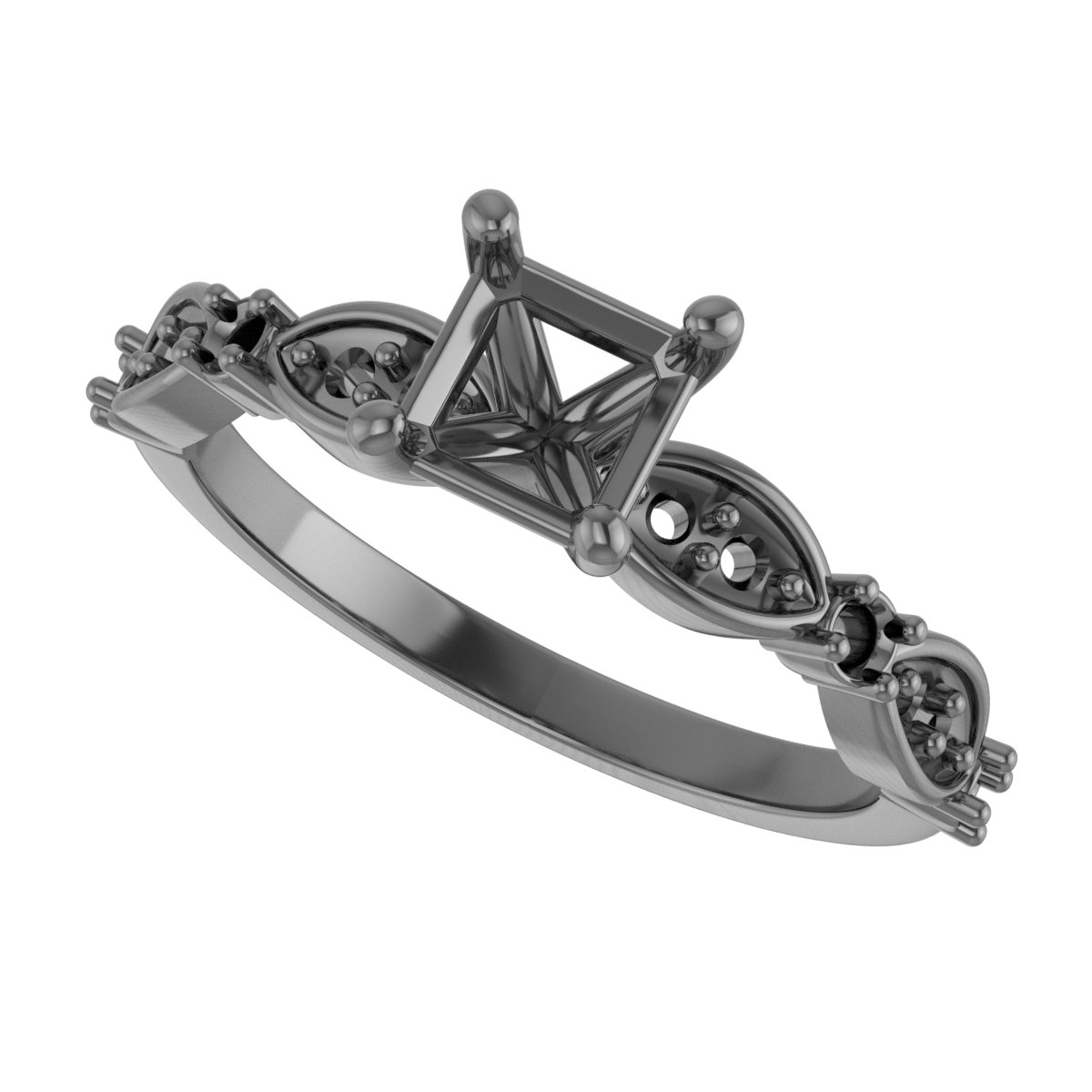 5x5 mm Square Engagement Ring Mounting view 5