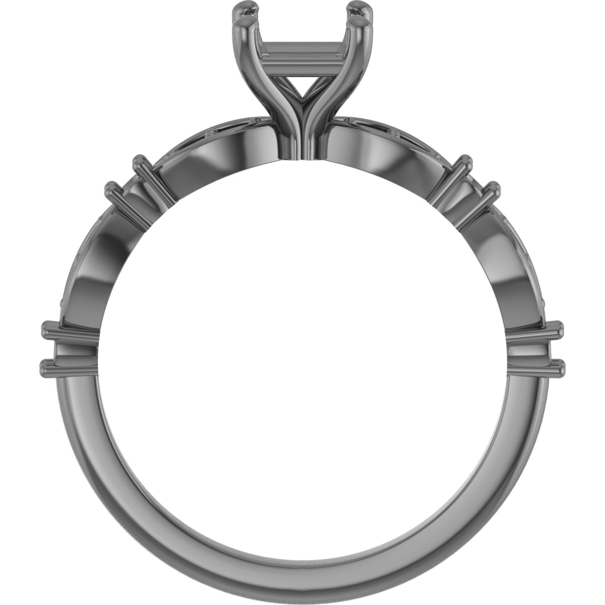 5x5 mm Square Engagement Ring Mounting view 2