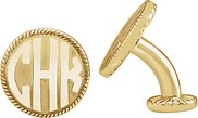 Sterling Silver Plated with 14K Yellow 16.5 mm 3-Letter Block Monogram Cuff Links 