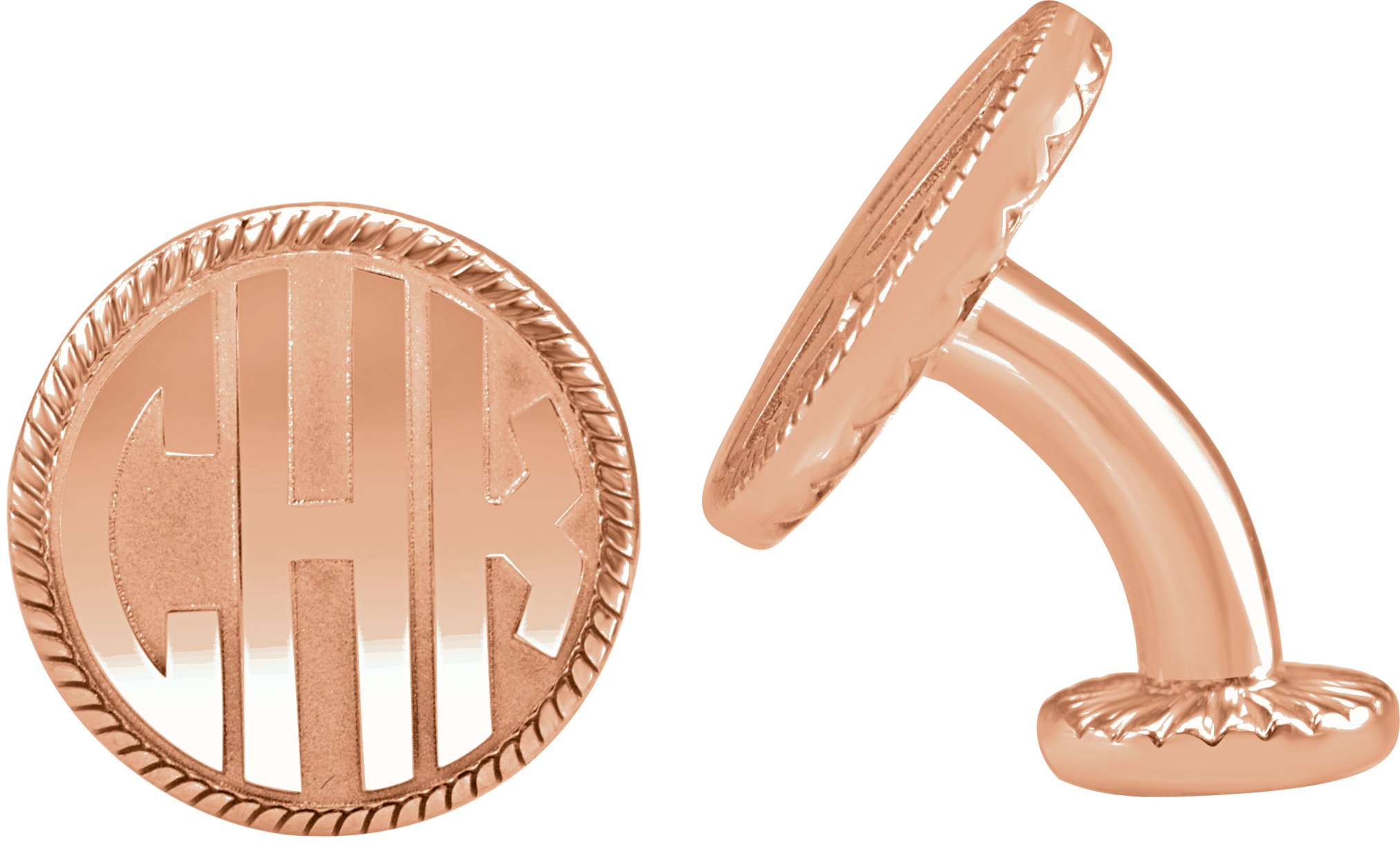 Block Monogram Cuff Links with Rope Border