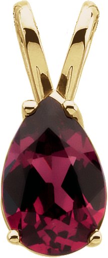 14K Yellow Natural Rhodolite Garnet Pendant 