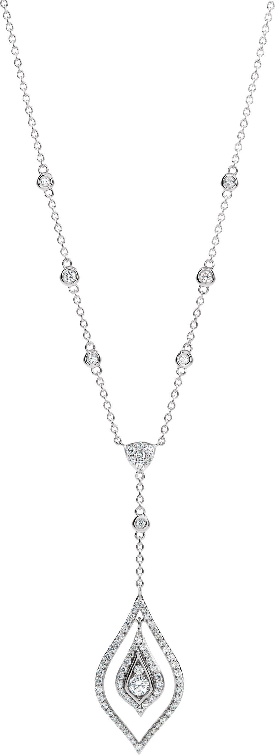 14K White 7/8 CTW Natural Diamond Geometric 18" Necklace