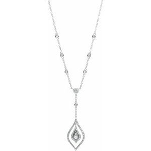 14K White 7/8 CTW Diamond Geometric 18" Necklace