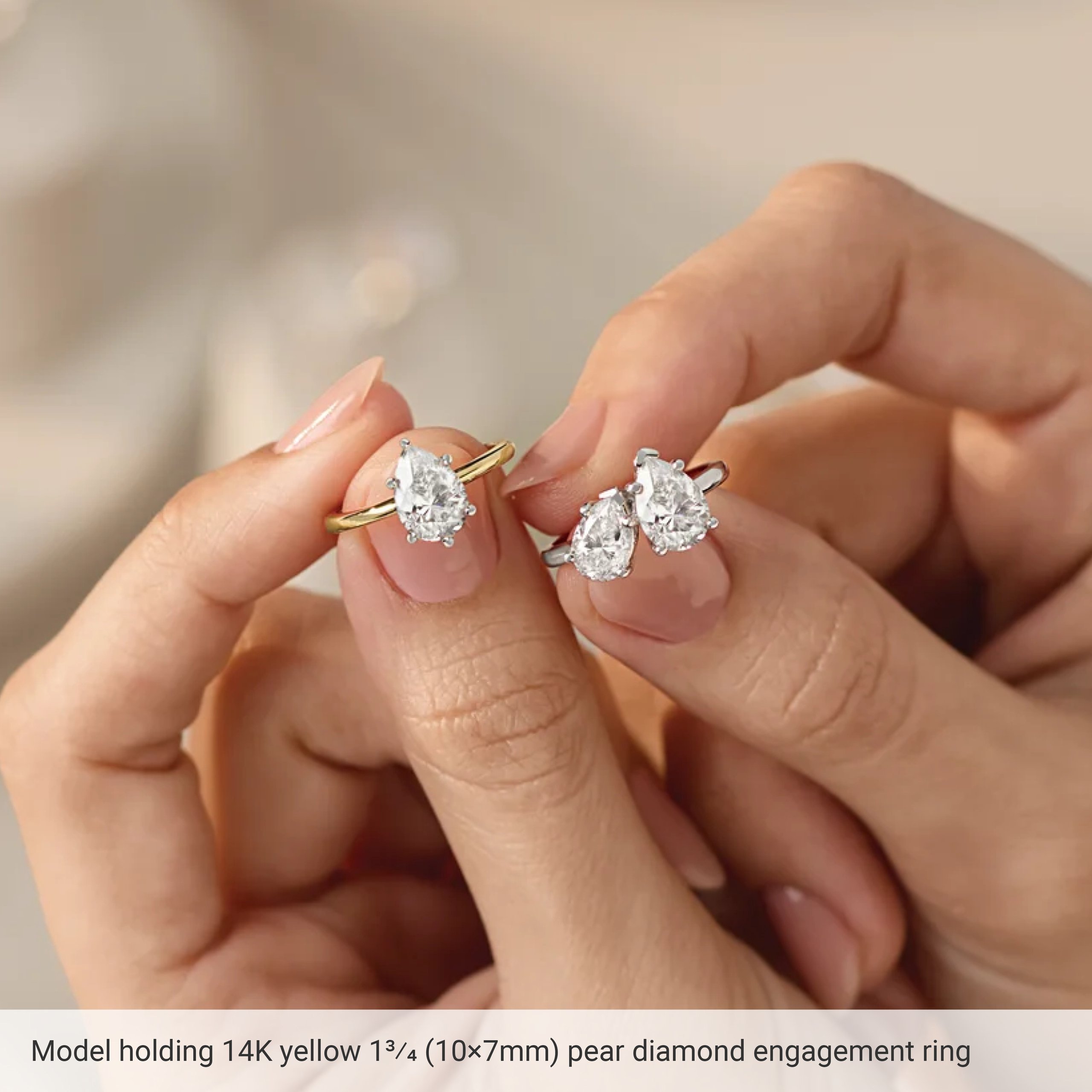 14K Rose Gold 7x5 mm Pear Engagement Ring Mounting fully set