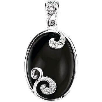 Sterling Silver Onyx and .05 CTW Diamond Pendant Ref 2748994